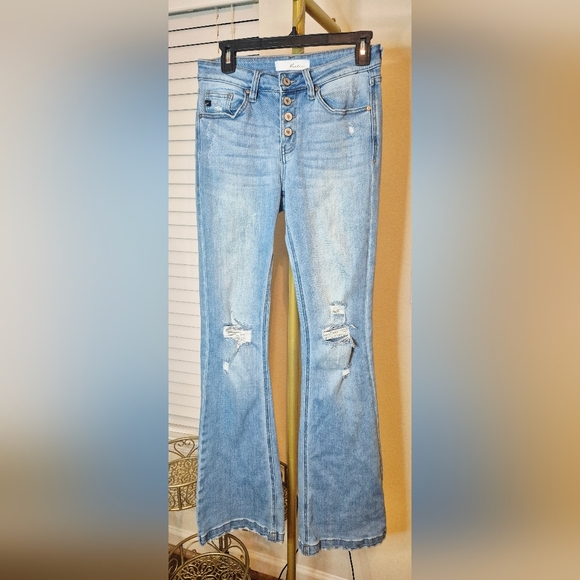 KanCan Denim - KanCan Light Blue Distressed Flare Jeans